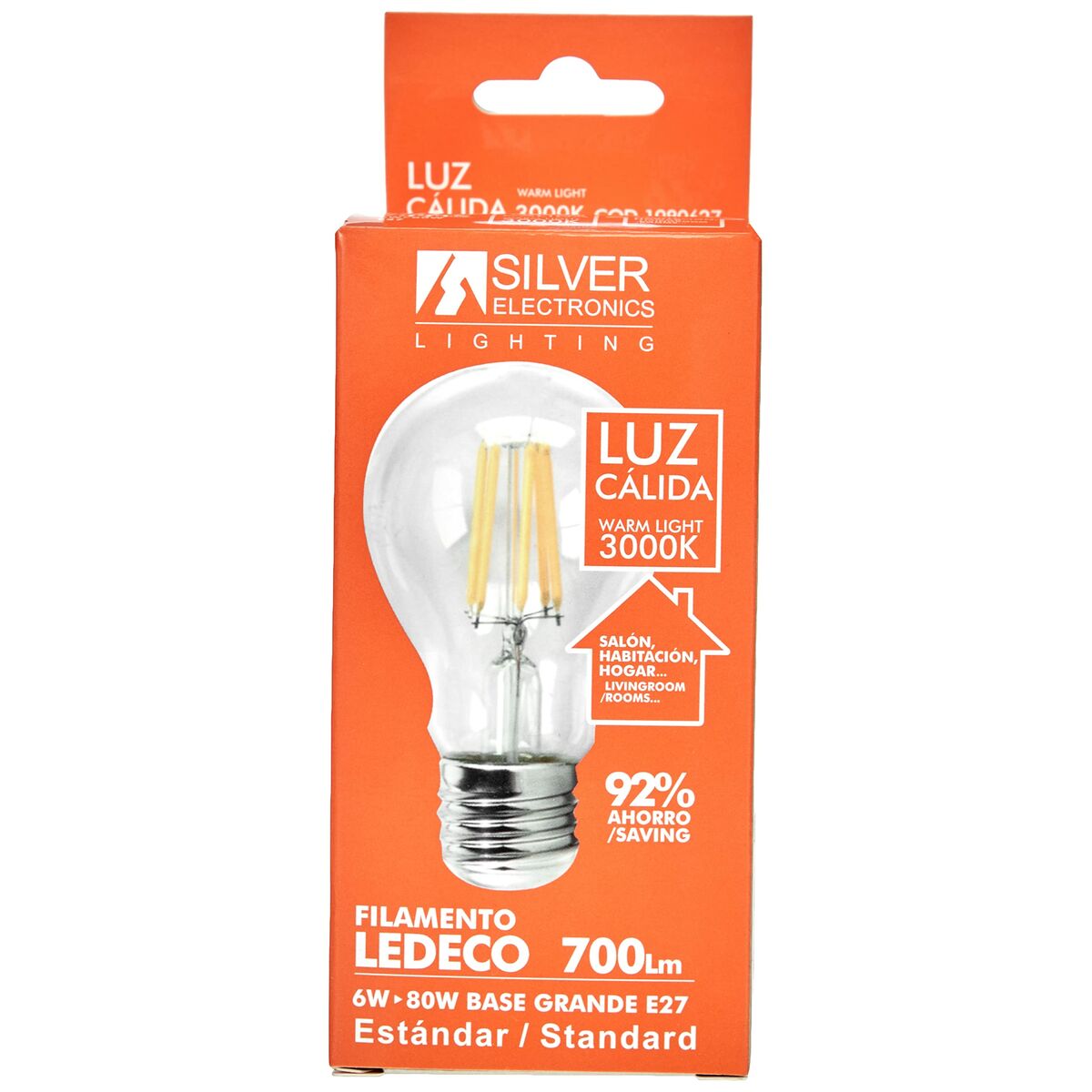 Apvali LED lemputė Silver Electronics 1980627 E27 6W 3000K A++ (Šilta šviesa)